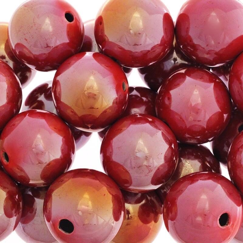Porcelain balls beads for jewelry hollow red ab 35mm 1pc CKU35C02DA
