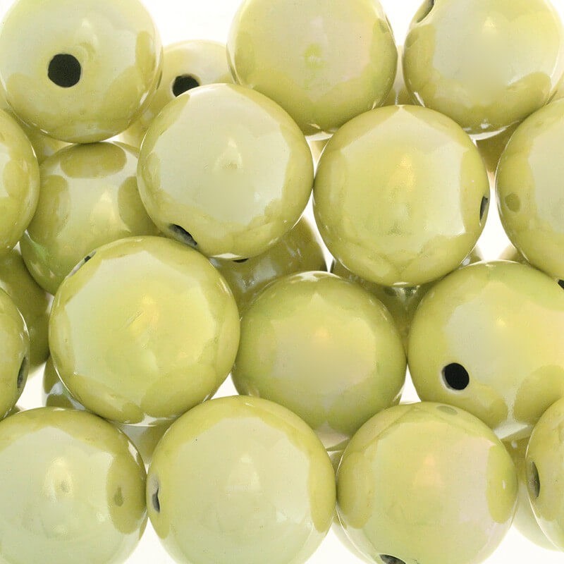 Porcelain balls beads for jewelry hollow yellow ab 35mm 1pc CKU35C08DA