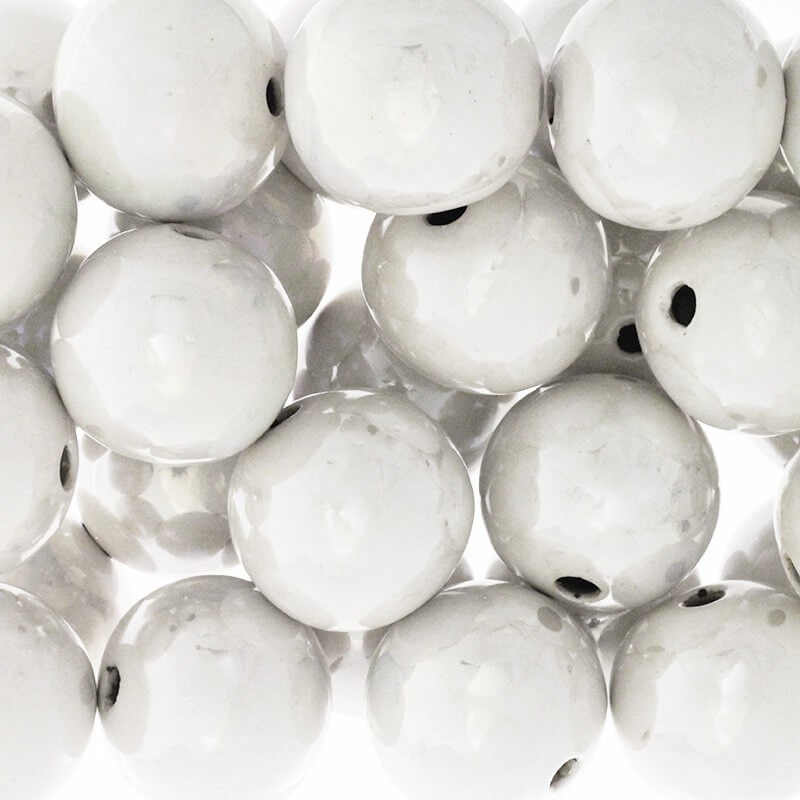 Koraliki kule porcelanowe do biżuterii puste biała perła 35mm 1szt CKU35K08DA