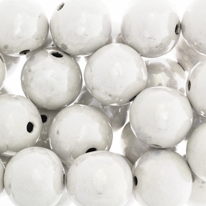 Koraliki kule porcelanowe do biżuterii puste biała perła 35mm 1szt CKU35K08DA
