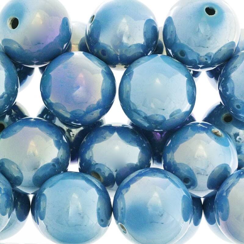 Porcelain balls beads for jewelry blank blue ab 35mm 1pc CKU35N06DA