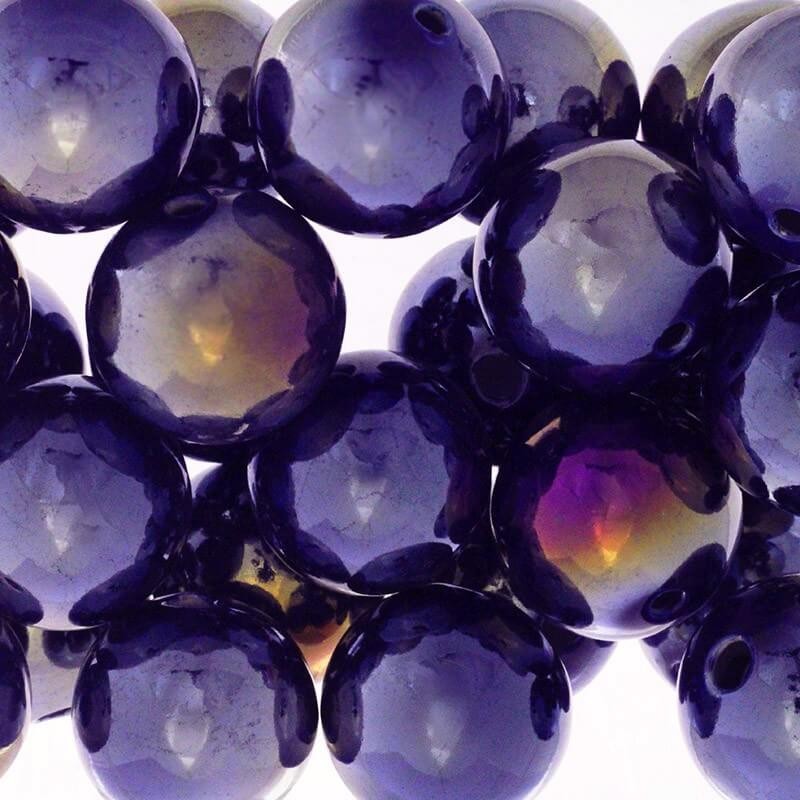 Porcelain Balls Beads For Jewelry Hollow Cobalt Gold Gloss 35mm 1pcs CKU35N03DA
