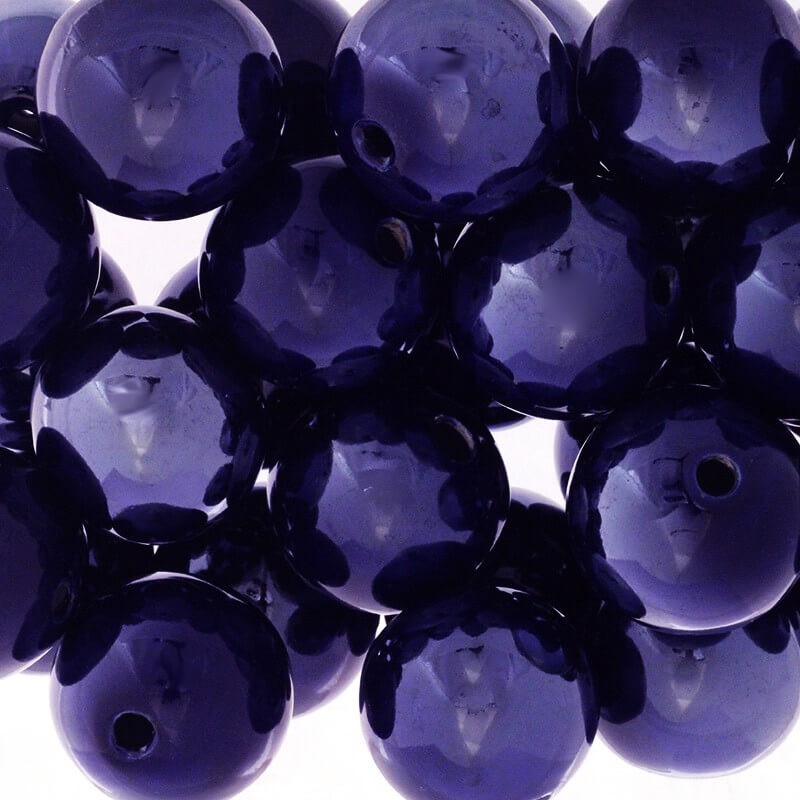Porcelain balls beads for jewelry hollow cobalt 35mm 1pc CKU35N19DA