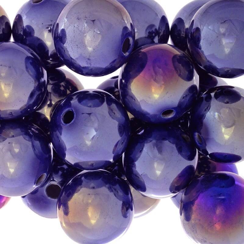 Porcelain balls beads for jewelry hollow cobalt ab 35mm 1pc CKU35N05DA