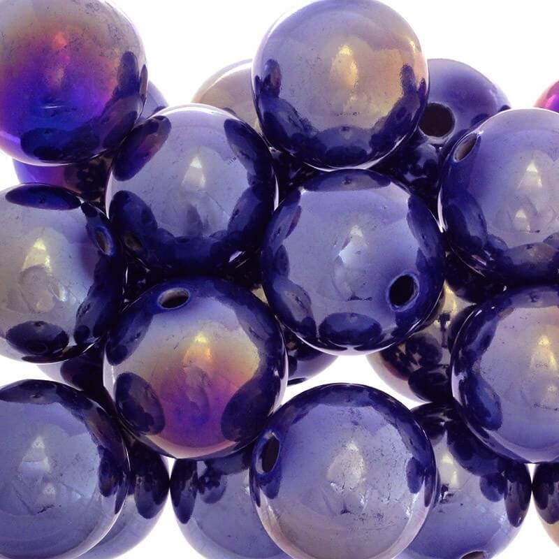 Porcelain balls beads for jewelry hollow cobalt ab 35mm 1pc CKU35N05DA