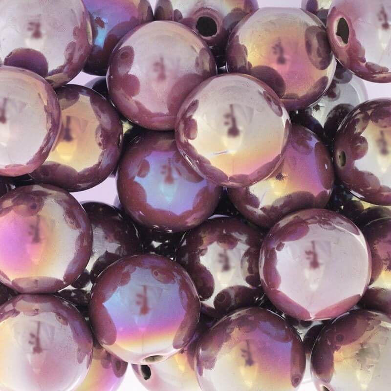Ceramic beads hollow balls 28mm iridescent berry cocktail 1pc CKU28F19DA