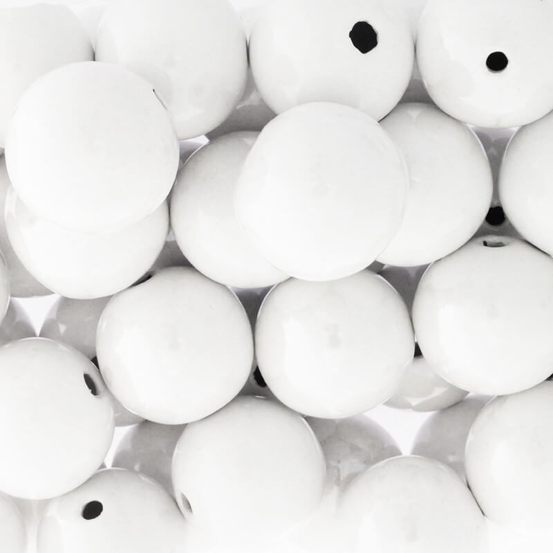 Ceramic beads hollow balls 28mm white 1pc CKU28K13DA