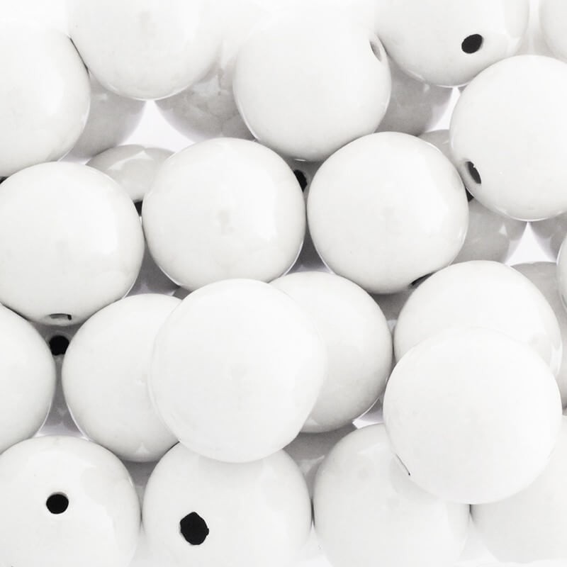 Ceramic beads hollow balls 28mm white 1pc CKU28K13DA