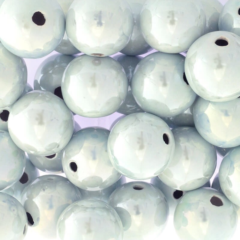 Ceramic beads hollow spheres 28mm azure haze iridescent 1pc CKU28N18DA
