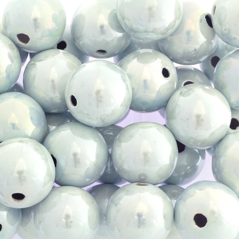 Ceramic beads hollow spheres 28mm azure haze iridescent 1pc CKU28N18DA