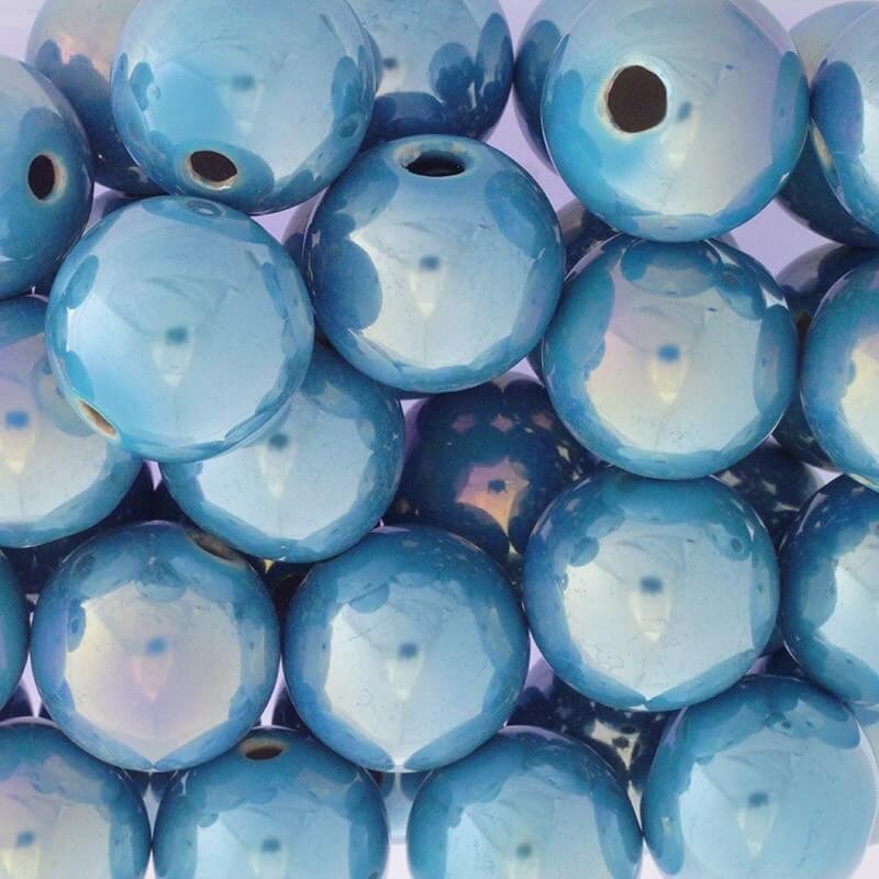 Ceramic beads hollow balls 28mm blue ab 1pc CKU28N06DA