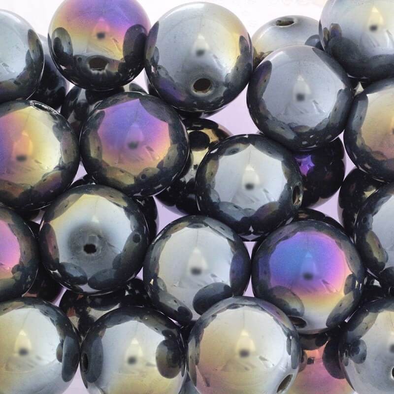 Ceramic beads hollow balls 28mm warm gray ab 1pc CKU28S13DA