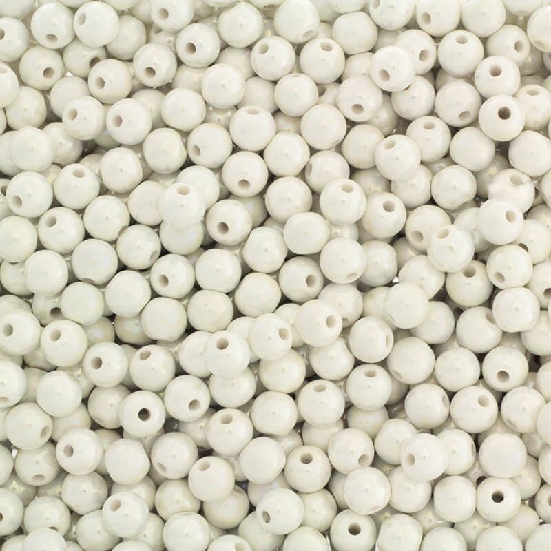 Koraliki ceramiczne kulki 8mm biała perła 2szt CKU08K08DA