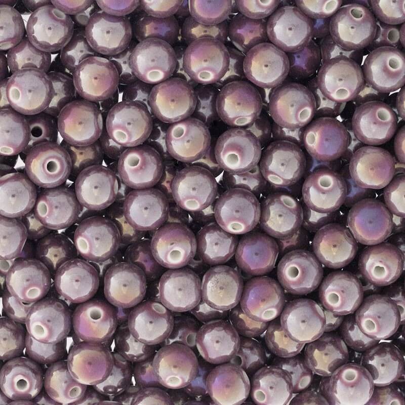 Beads for bracelets / ceramic balls 10mm juicy purple ab 2pcs CKU10F19DA