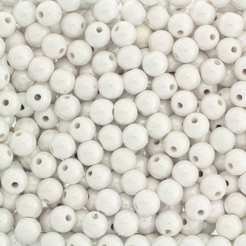 Beads for bracelets / ceramic balls 10mm white pearl 2pcs CKU10K08DA