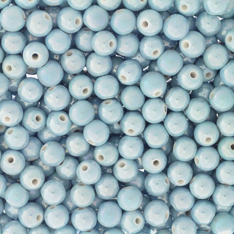 Beads for bracelets / ceramic balls 10mm very light blue ab 2pcs CKU10N17DA