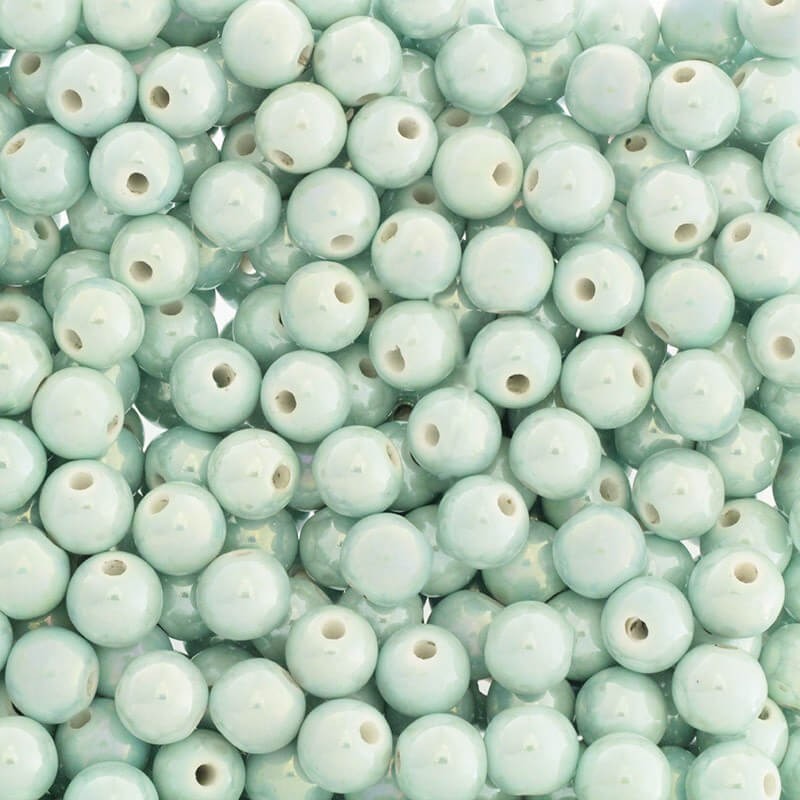 Beads for bracelets / ceramic balls 10mm very azure mist ab 2pcs CKU10N18DA
