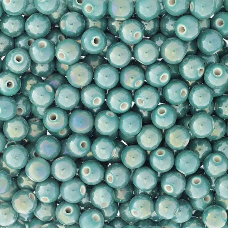 Beads for bracelets / ceramic balls 10mm turquoise ab 2pcs CKU10Z11DA