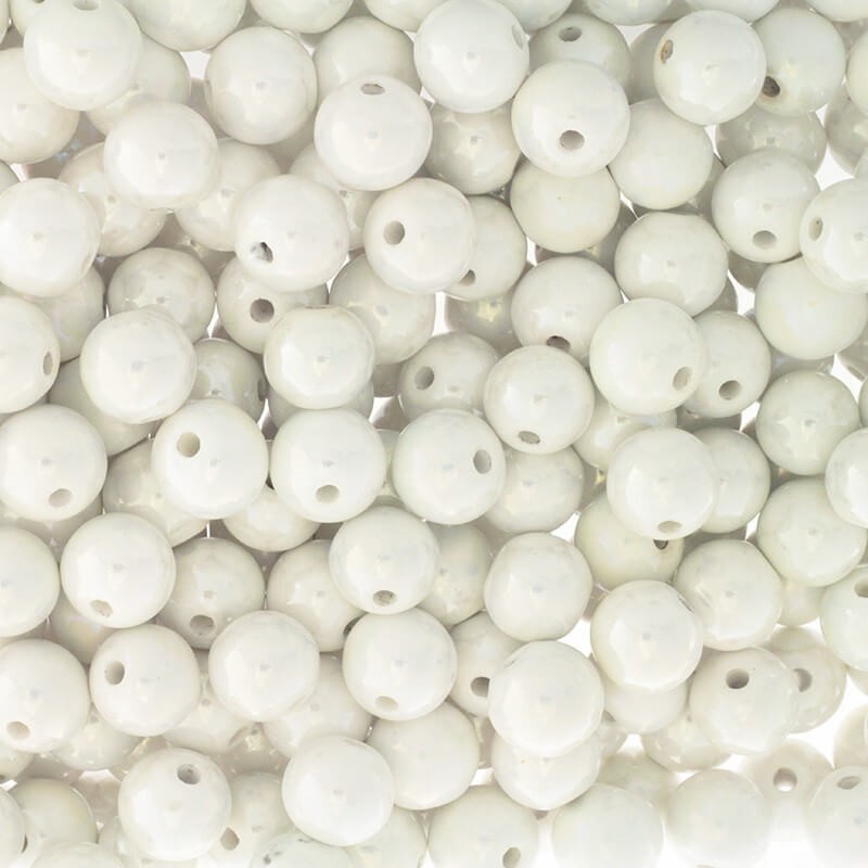 Koraliki do bransoletek / ceramiczne kulki 12mm biała perła 1szt CKU12K08DA