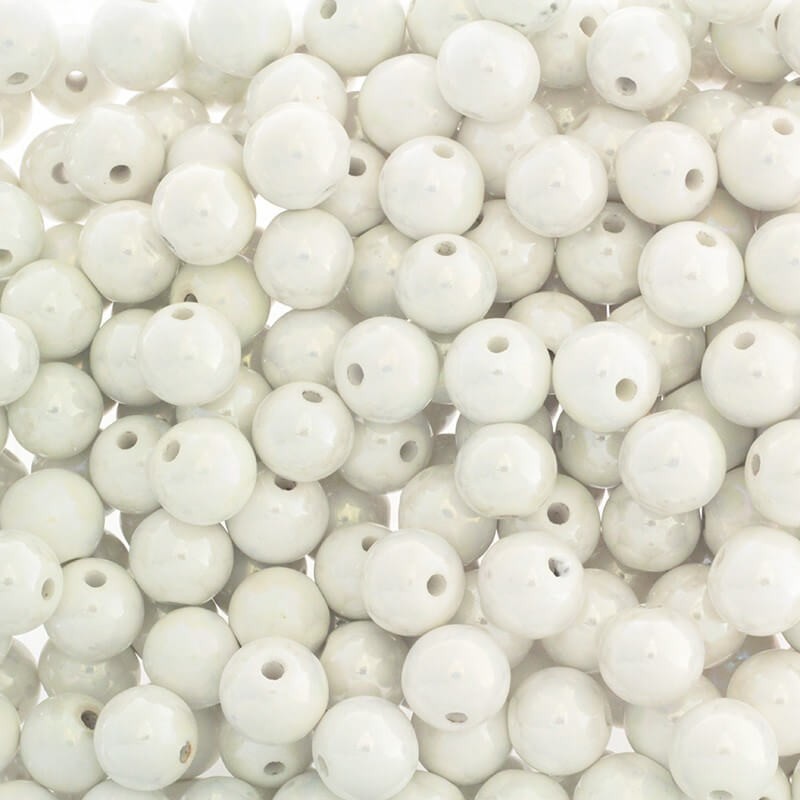 Beads for bracelets / ceramic balls 12mm white pearl 1pc CKU12K08DA