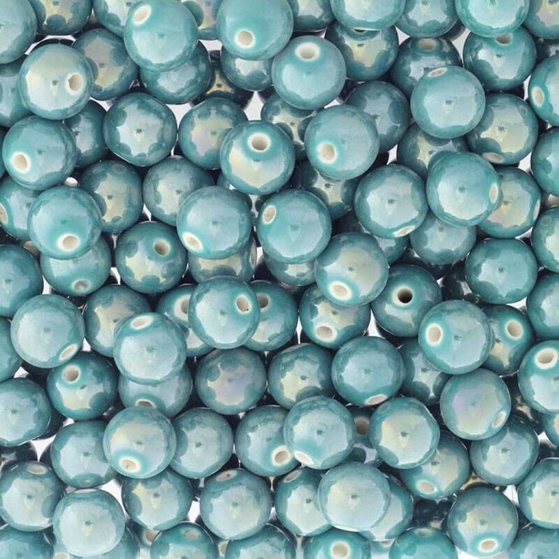 Beads for bracelets / ceramic balls 12mm turquoise ab 1pc CKU12Z11DA