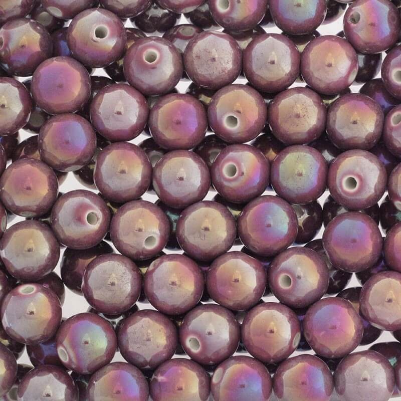 Beads for bracelets / ceramic balls 14mm juicy violet ab 1pc CKU14F19DA