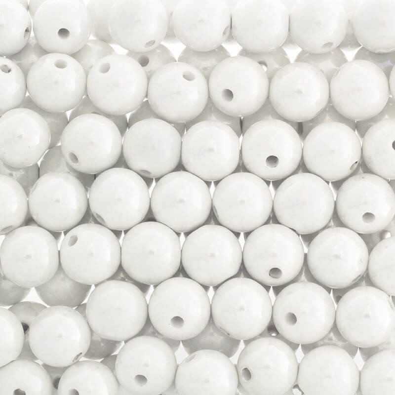 Beads for bracelets / ceramic balls 14mm white pearl 1pc CKU14K08DA