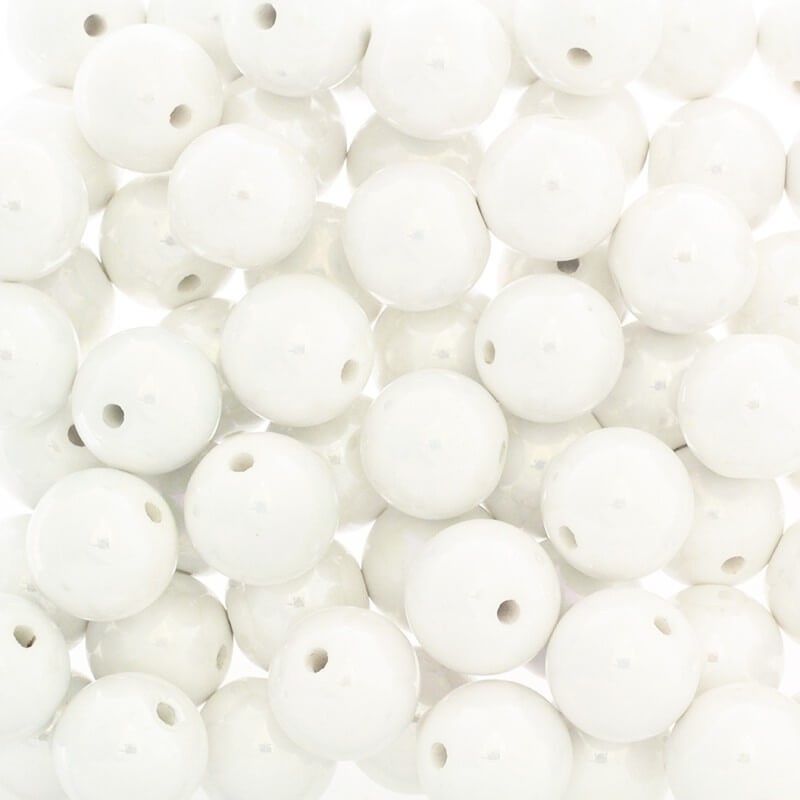 18mm ceramic beads / balls white pearl 1pc CKU18K08DA