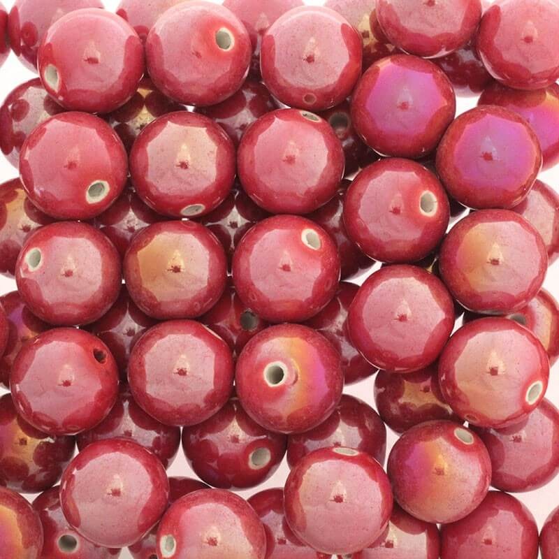 Ceramic beads / balls 18mm red ab 1pc CKU18C02DA