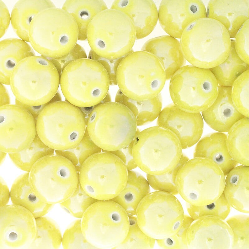 Ceramic beads / balls 18mm yellow ab 1pc CKU18C08DA