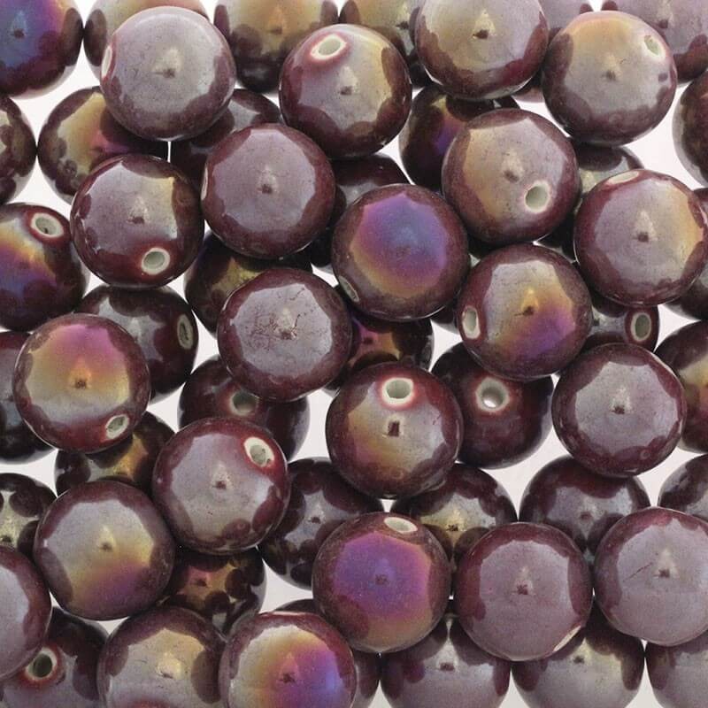 Ceramic beads / balls 18mm burgundy ab 1pc CKU18C13DA