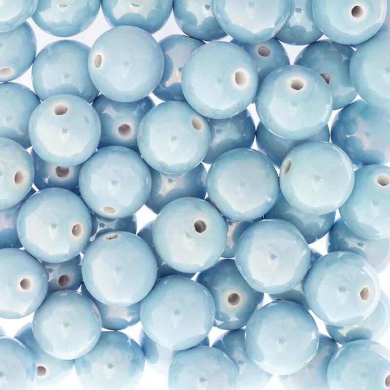 Ceramic beads / balls 18mm very light blue ab 1pc CKU18N17DA