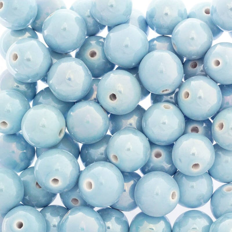 Ceramic beads / balls 18mm very light blue ab 1pc CKU18N17DA