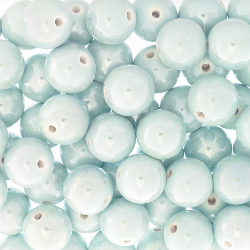Ceramic beads / balls 18mm azure fog ab 1pc CKU18N18DA