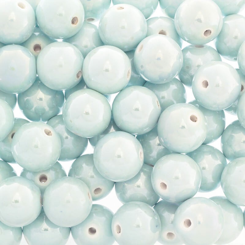 Ceramic beads / balls 18mm azure fog ab 1pc CKU18N18DA