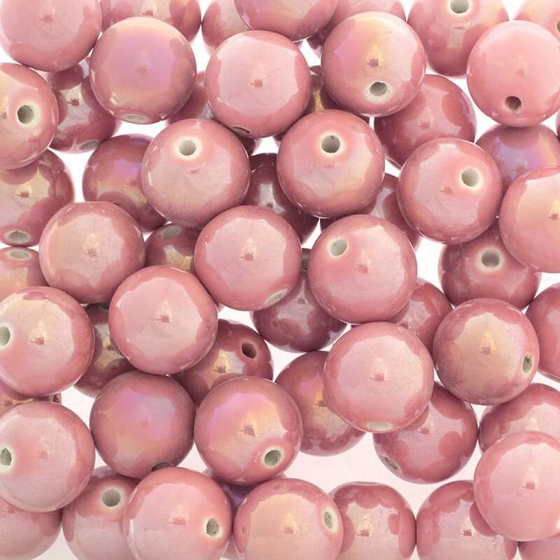 Ceramic beads / balls 18mm iridescent pink 1pc CKU18R08DA