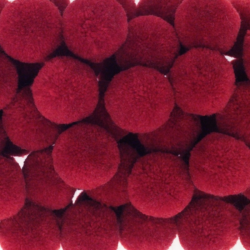 Pompons for jewelry 25mm red 2pcs FPO2509