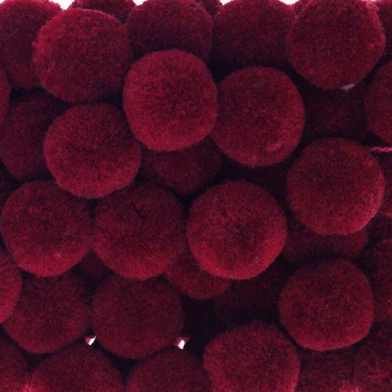 Pompons for jewelry 25mm maroon 2pcs FPO2510