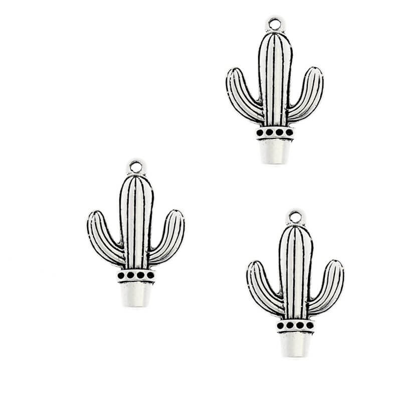 Silver cactus pendants 1 pc 25x16x2mm AAT095