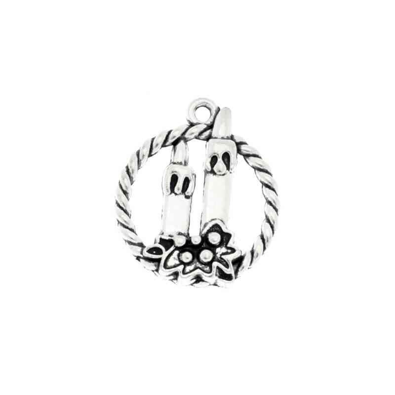 Christmas garland pendant, 1 pc, silver 32x26mm AAT021
