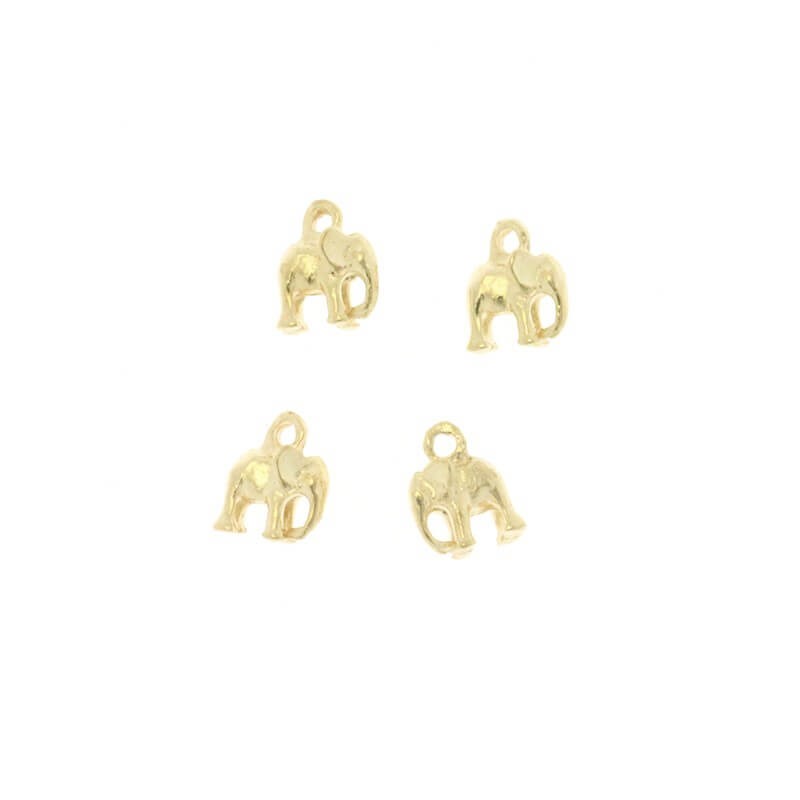 Pendants for bracelets, mini elephants, nice gold 6x7x4mm, 2pcs AKG297