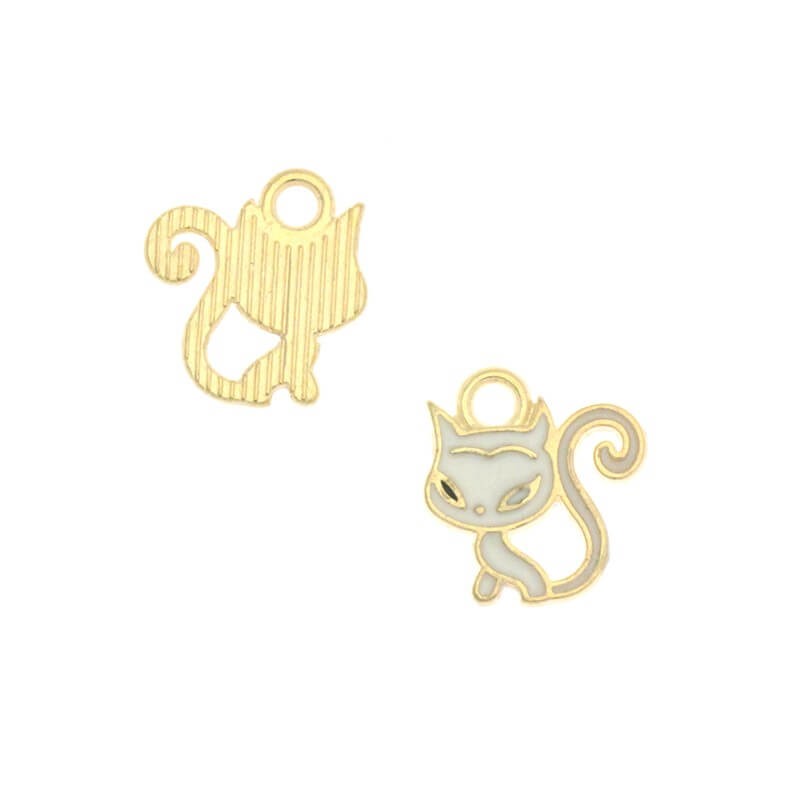 Zawieszki charms emaliowane kotki małe ładne złoto 12x11mm 2szt AKG266