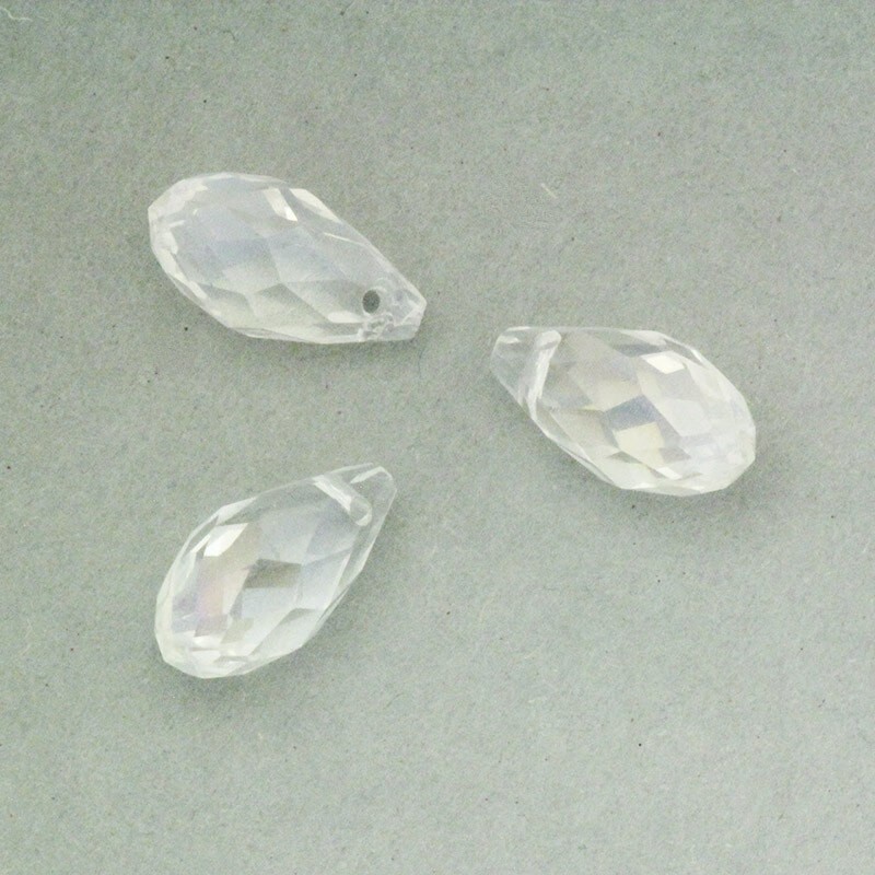 Teardrop crystal beads faceted transparent white AB 16x8mm 2pcs SZSZDR022
