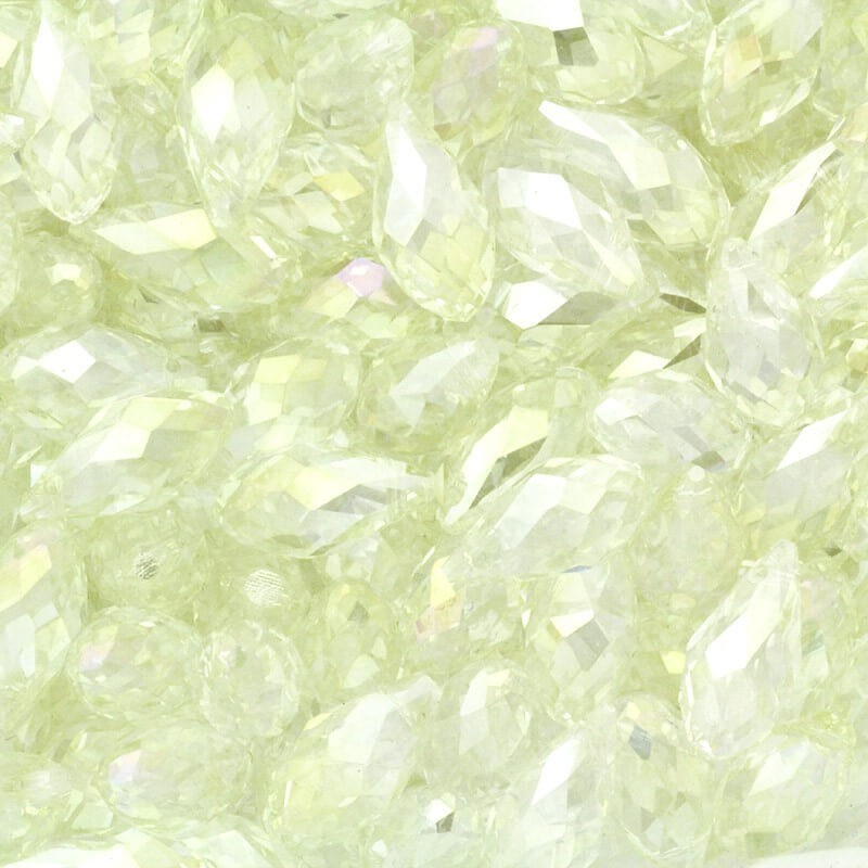 Crystal teardrop beads faceted transparent daffodil AB 16x8mm 2pcs SZSZDR023