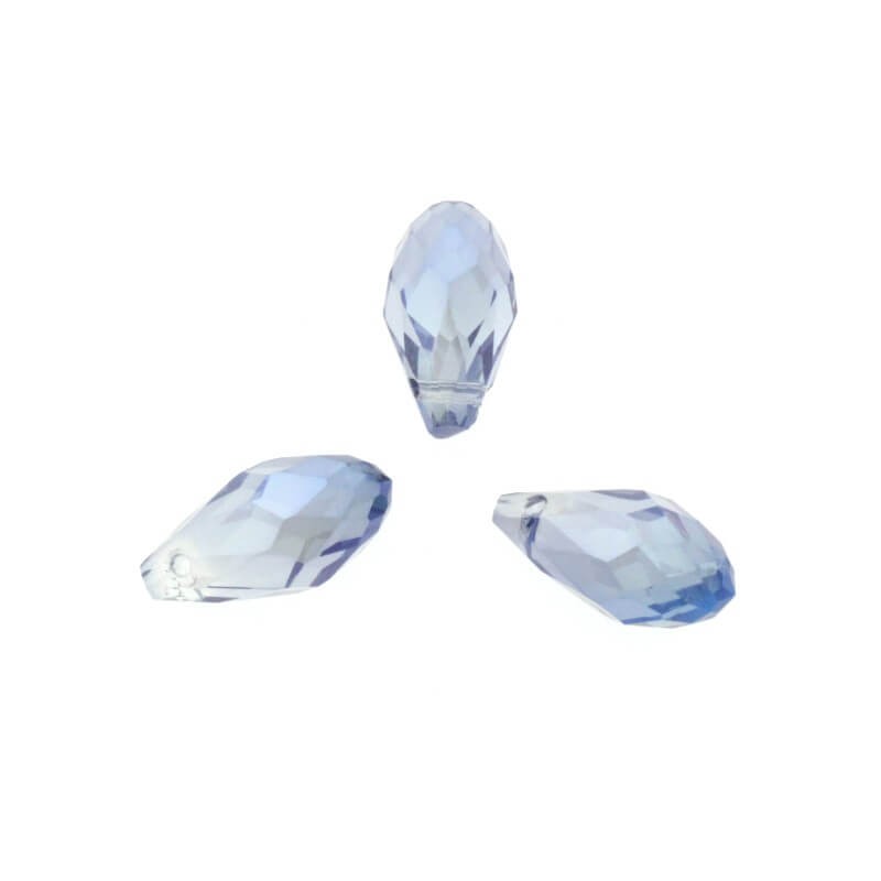 Teardrop crystal beads faceted gray iridescent 16x8mm 2pcs SZSZDR024
