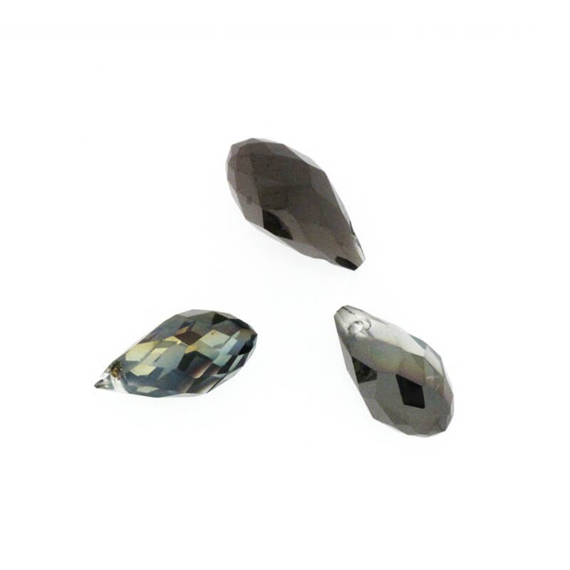 Teardrop crystal beads faceted gray vitrail 16x8mm 2pcs SZSZDR025