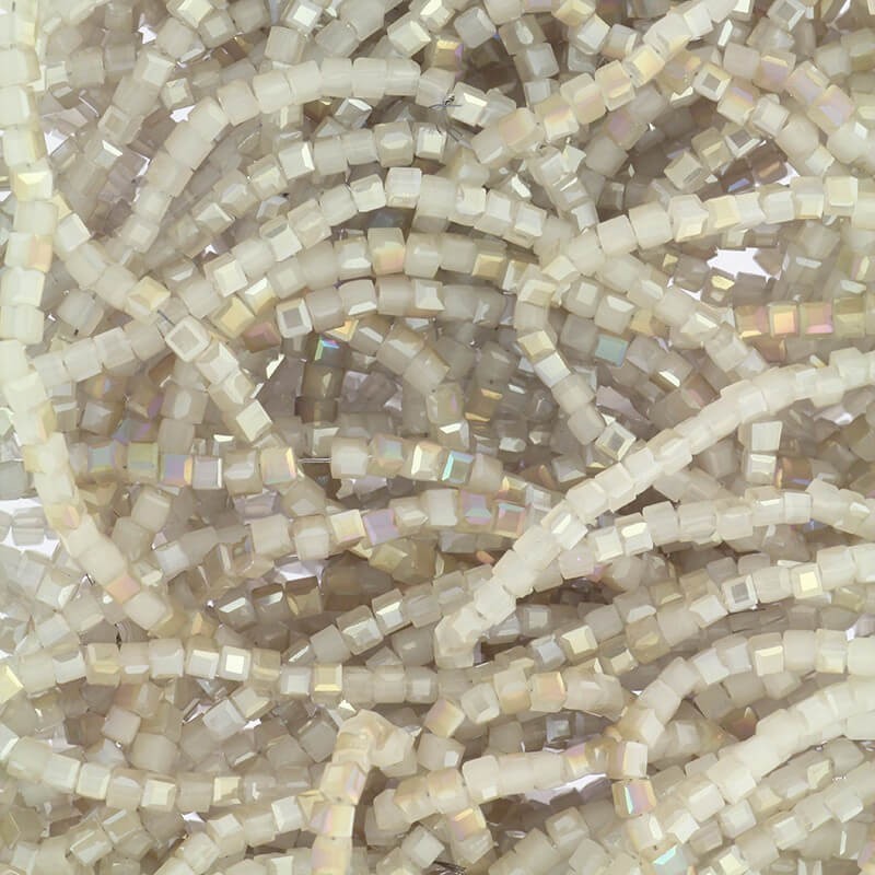 Glass beads mini cubes 2.4mm white opal 200pcs SZSZKO0201