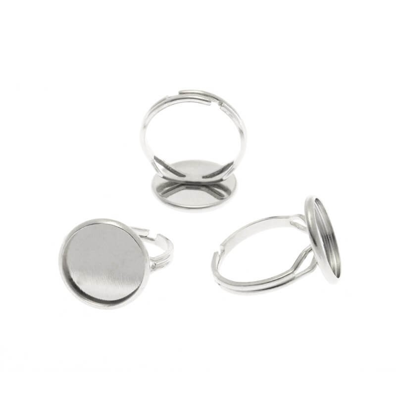 Base for rings for cabochons 14mm platinum 18x16x16mm 1pc OKPI14PL1