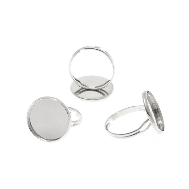 Base for rings for cabochons 16mm platinum 18x18mm 1pc OKPI16PL1