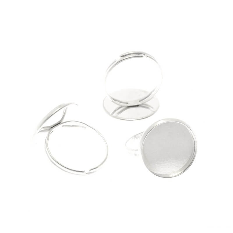 Ring bases for cabochons 16mm silver 21,5x19x17mm 1pc OKPI16SS